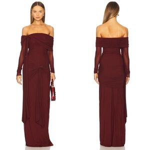 DEME by Gabriella Heloise Off Shoulder Dress Burgundy Red